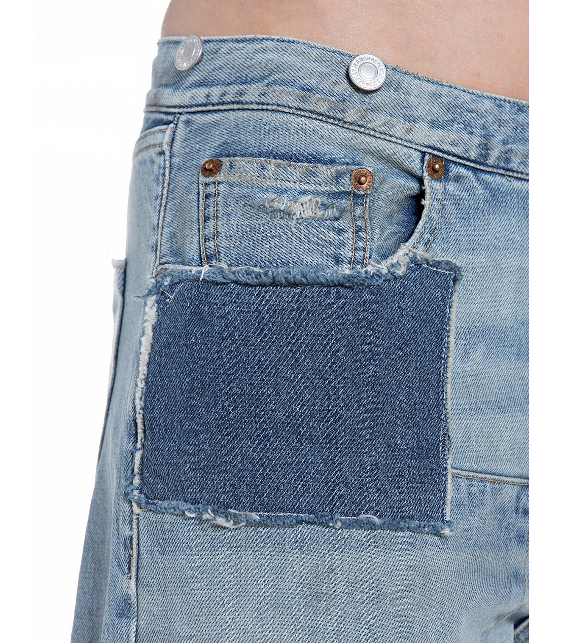 リラックスストレートHALIA ブロークンリペアデニム 詳細画像 ライトブルー 7